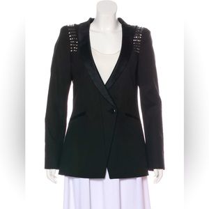 MACKAGE Black Casual Long Blazer Jacket w/ Silver Shoulder Stud Details, Size: L